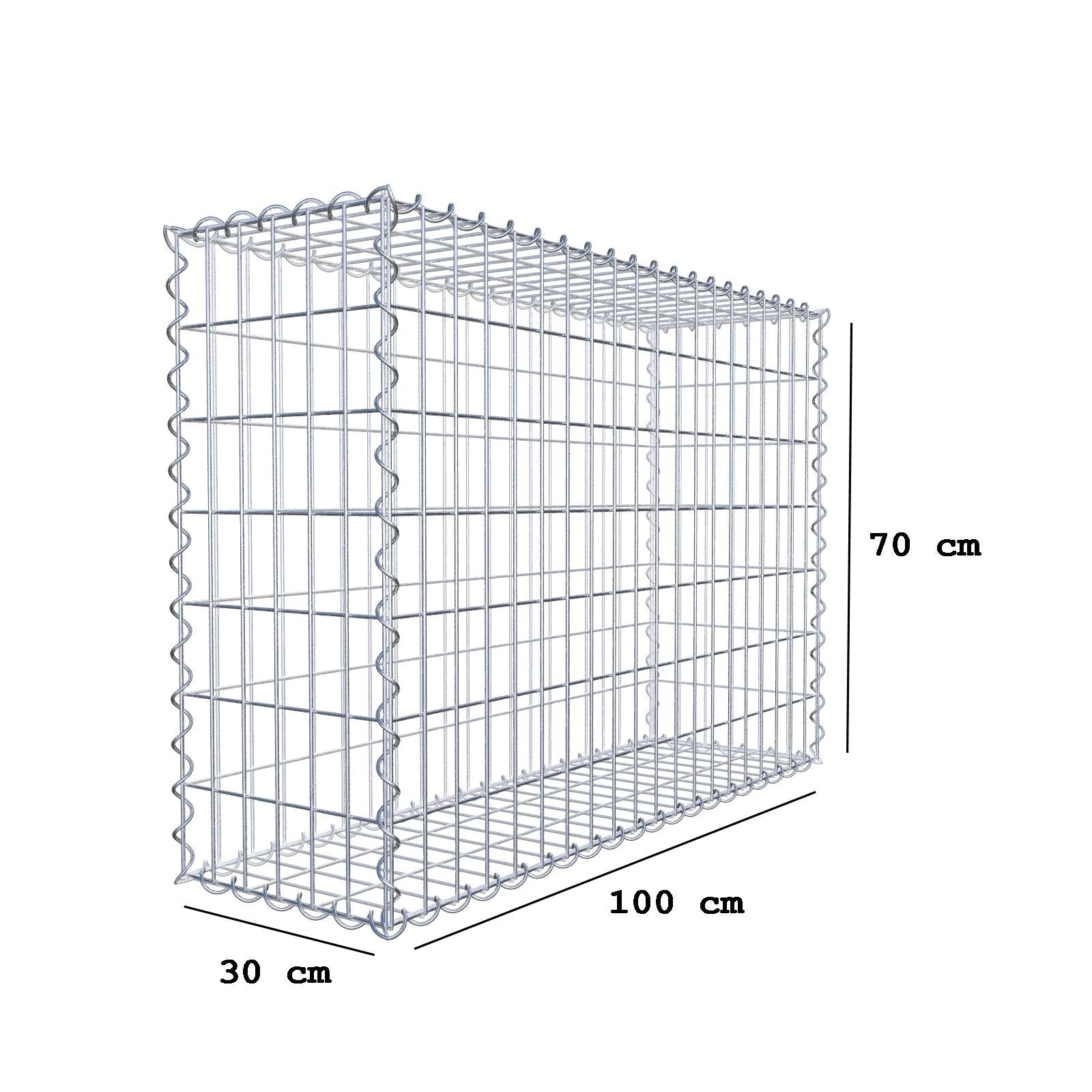 Gabione 100 cm x 70 cm x 30 cm (L x H x T), Maschenweite 5 cm x 10 cm, Spirale