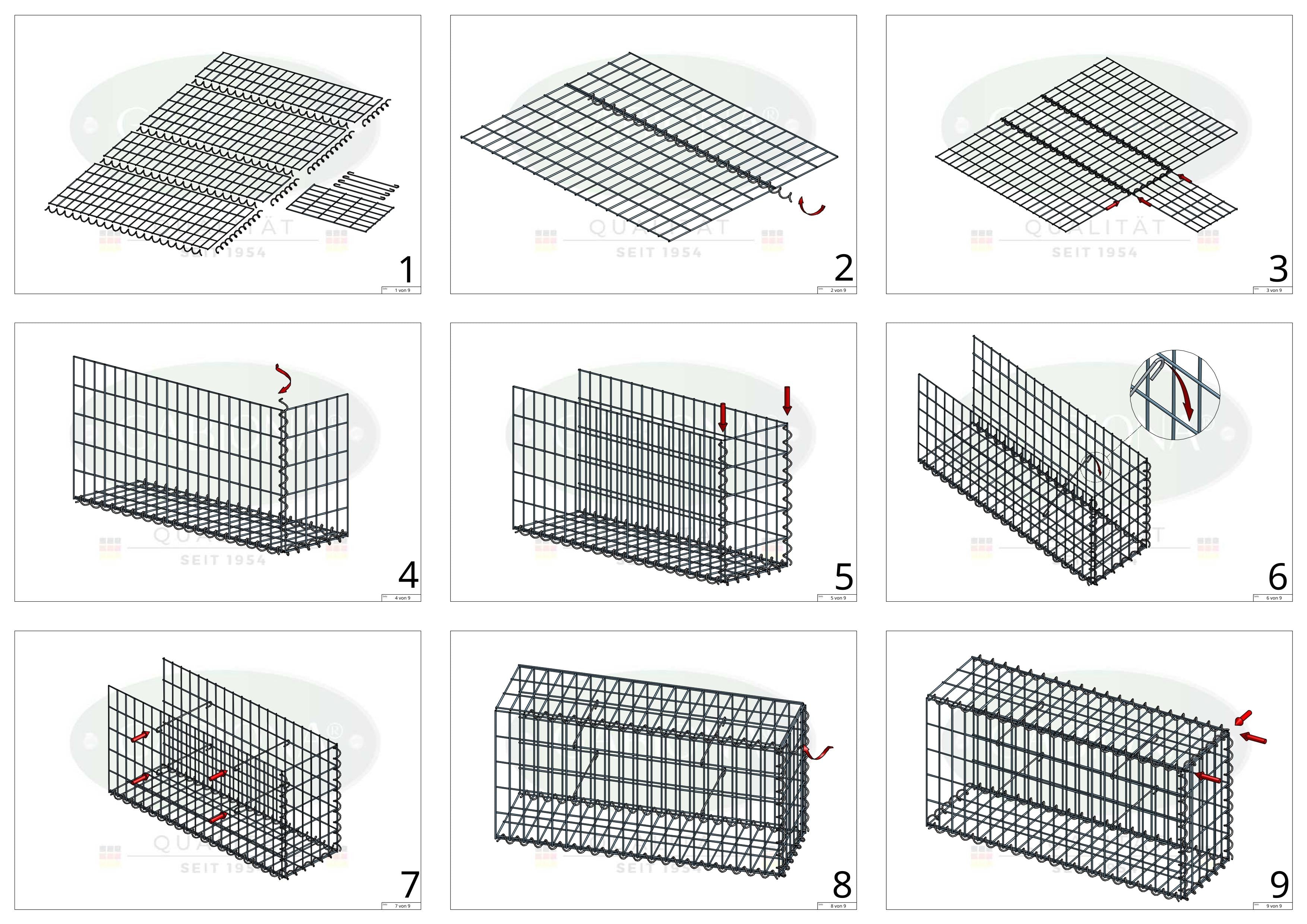 Gavión complementario tipo 2 100 cm x 100 cm x 50 cm (L x A x P), malla 5 cm x 10 cm, espiral