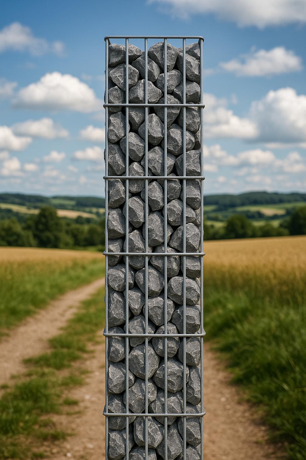 Colonna rettangolare in gabbione zincato a caldo, 27,3 cm x 27,3 cm, 200 cm di altezza, MW 5 cm x 20 cm, filo 8/6 mm