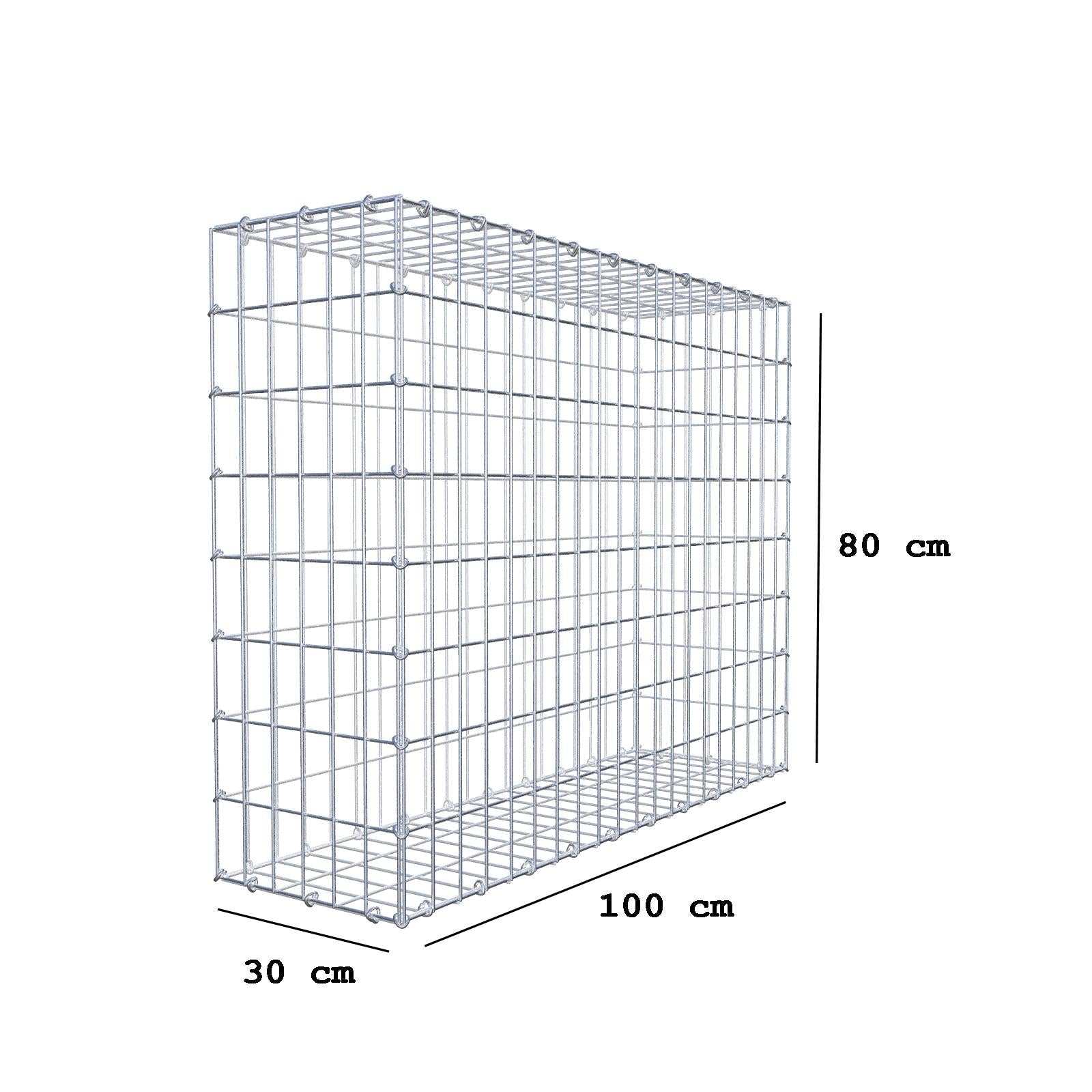 Gabbione 100 cm x 80 cm x 30 cm (L x H x P), maglia 5 cm x 10 cm, anello a C