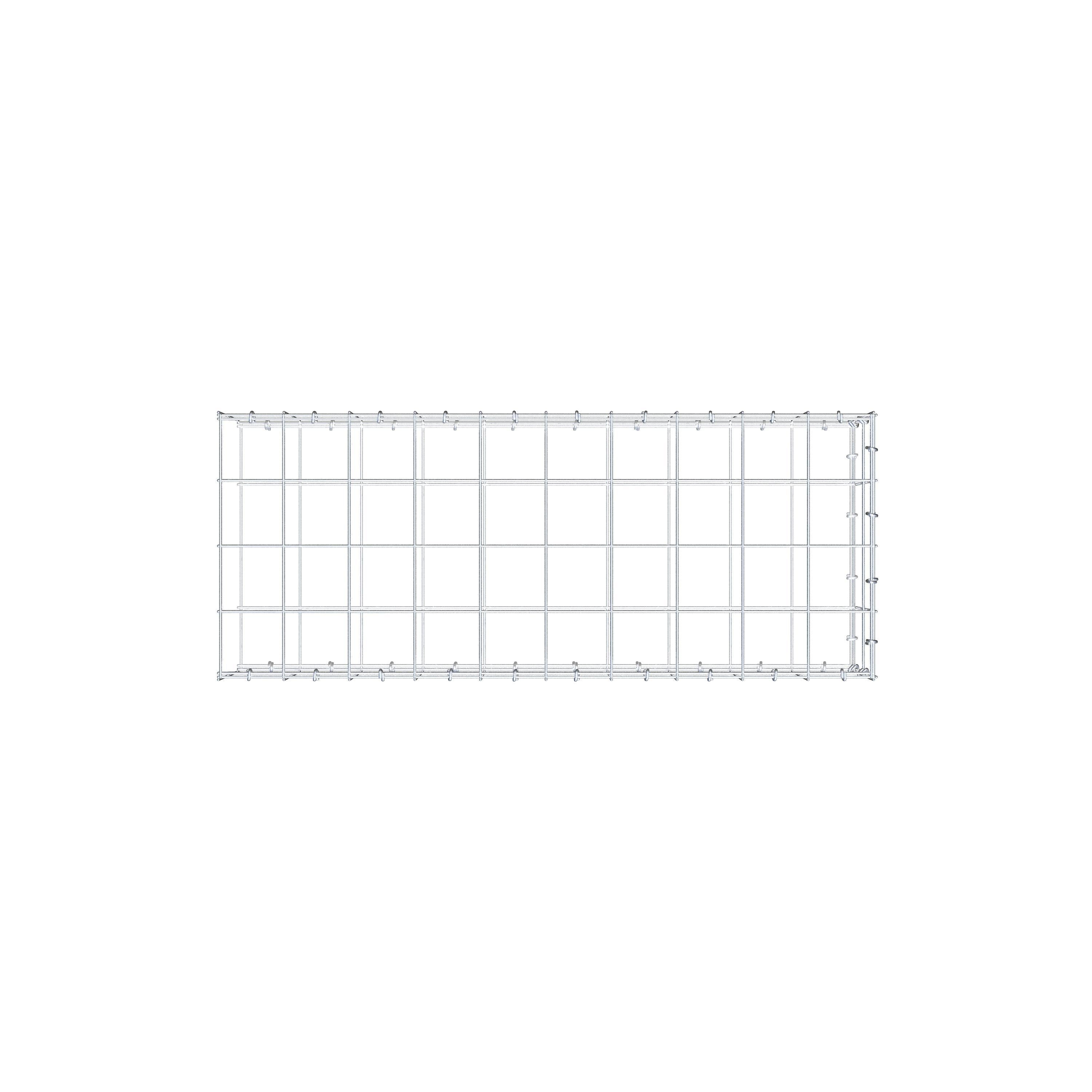 Monteret gabion type 2 100 cm x 20 cm x 40 cm (L x H x D), maskestørrelse 10 cm x 10 cm, C-ring