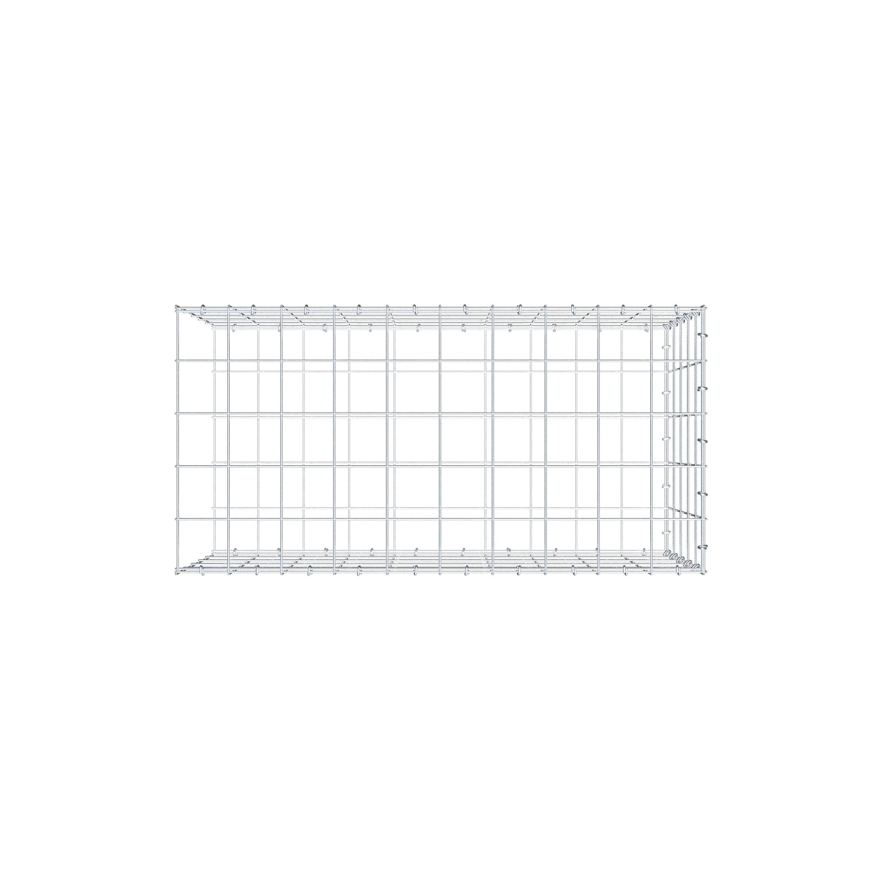 Monteret gabion type 2 100 cm x 50 cm x 50 cm (L x H x D), maskestørrelse 10 cm x 10 cm, C-ring