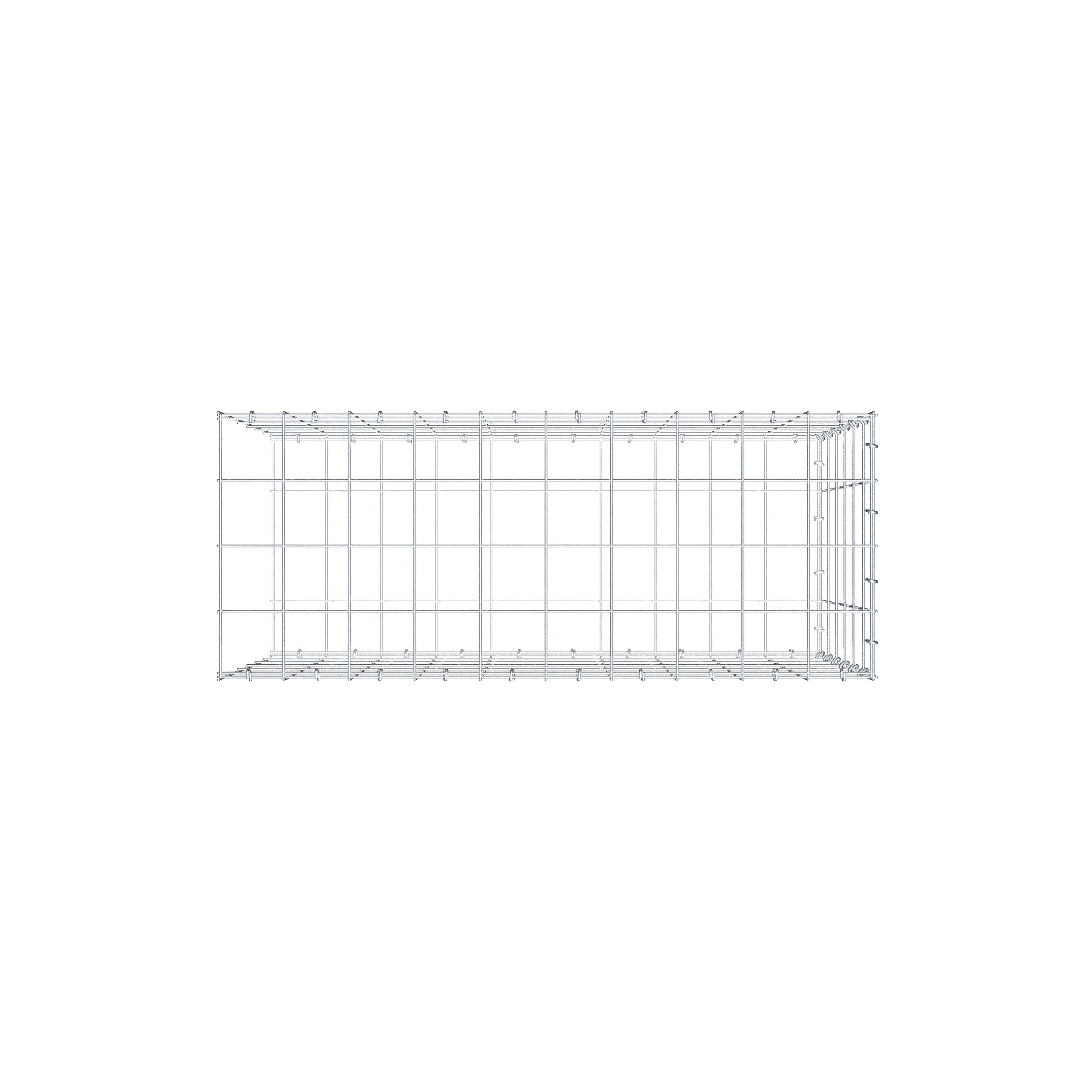 Mounted gabion type 2 100 cm x 60 cm x 40 cm (L x H x D), mesh size 10 cm x 10 cm, C-ring