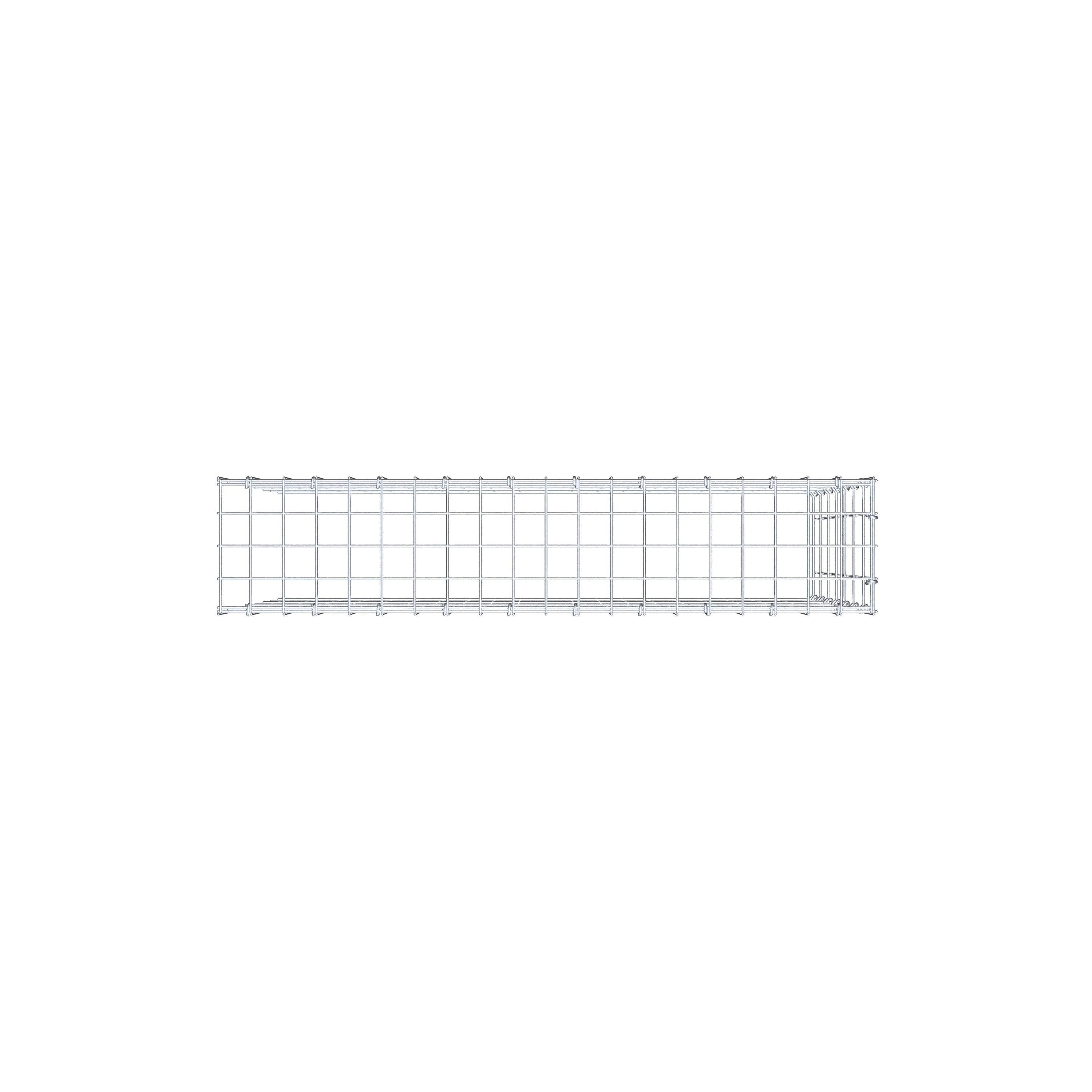 Monteret gabion type 4 100 cm x 70 cm x 20 cm (L x H x D), maskestørrelse 5 cm x 10 cm, C-ring