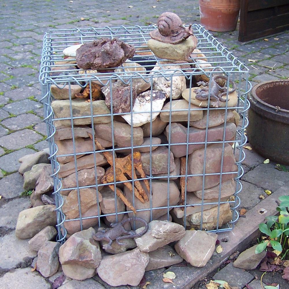 Gabion 50 cm x 50 cm x 50 cm (L x H x D), maskestørrelse 5 cm x 10 cm, spiral