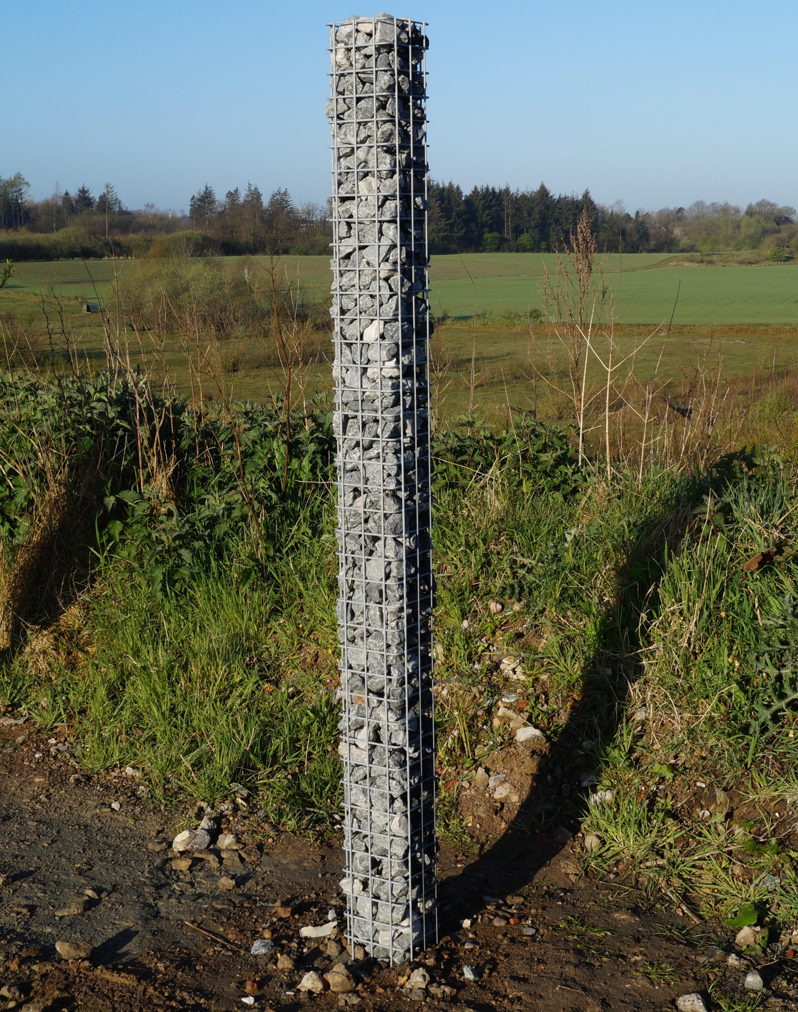 Colonna rettangolare in gabbione zincato a caldo, 17 cm x 17 cm, altezza 200 cm, MW 5 cm x 5 cm