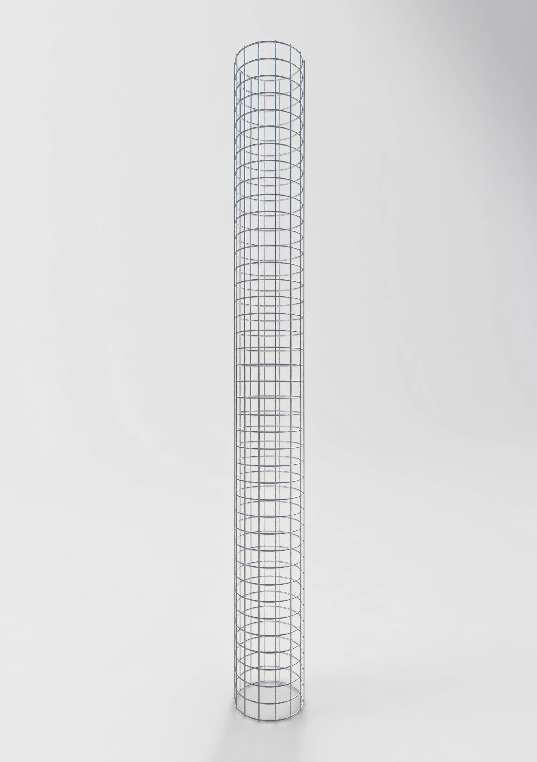 Colonna di gabbioni, rotonda, zincata a caldo, diametro 22 cm, altezza 200 cm, MW 5 cm x 5 cm