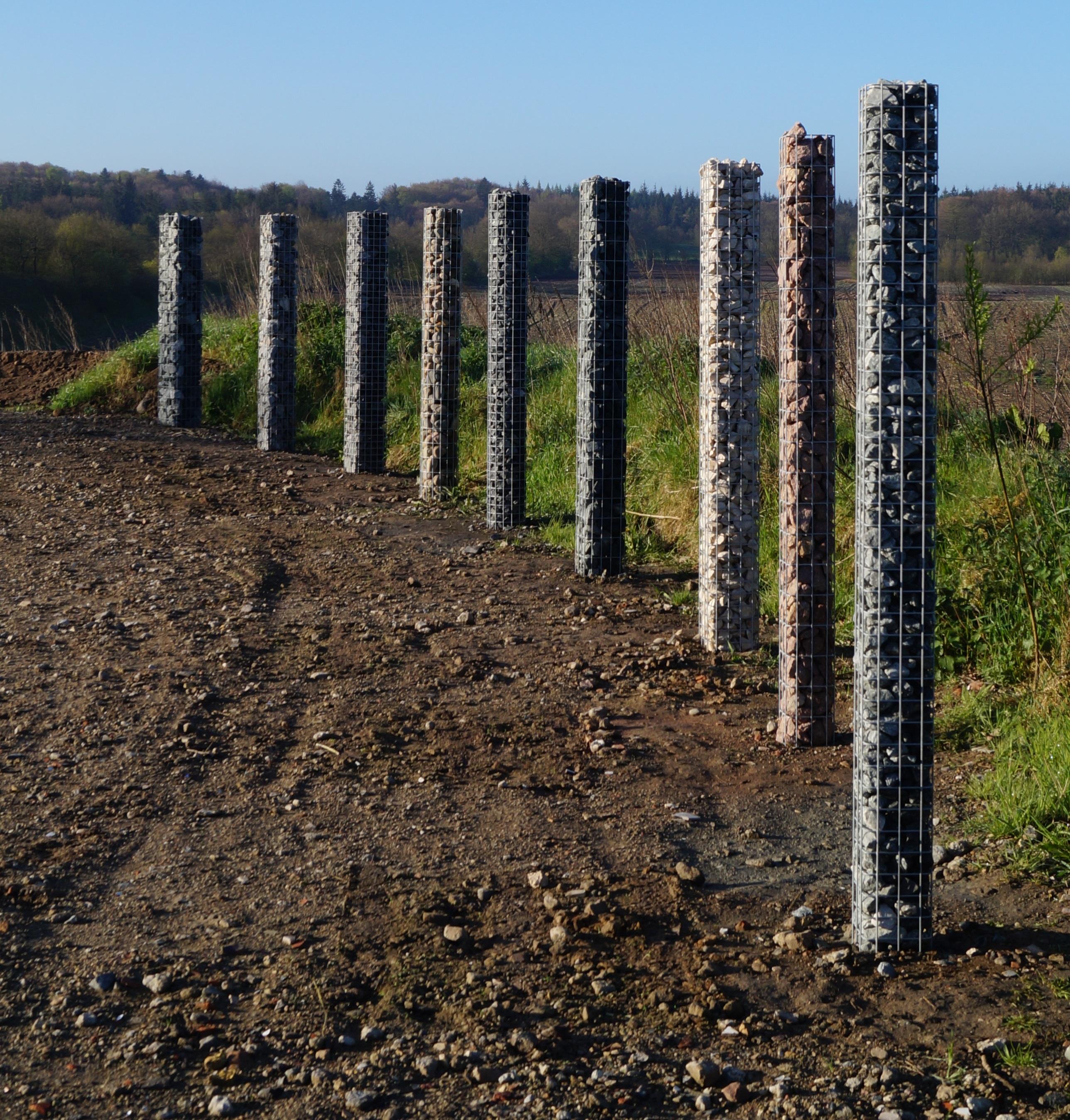 Gabion column, square, hot-dip galvanized, 27 cm x 27 cm, 200 cm high, MW 5 cm x 5 cm